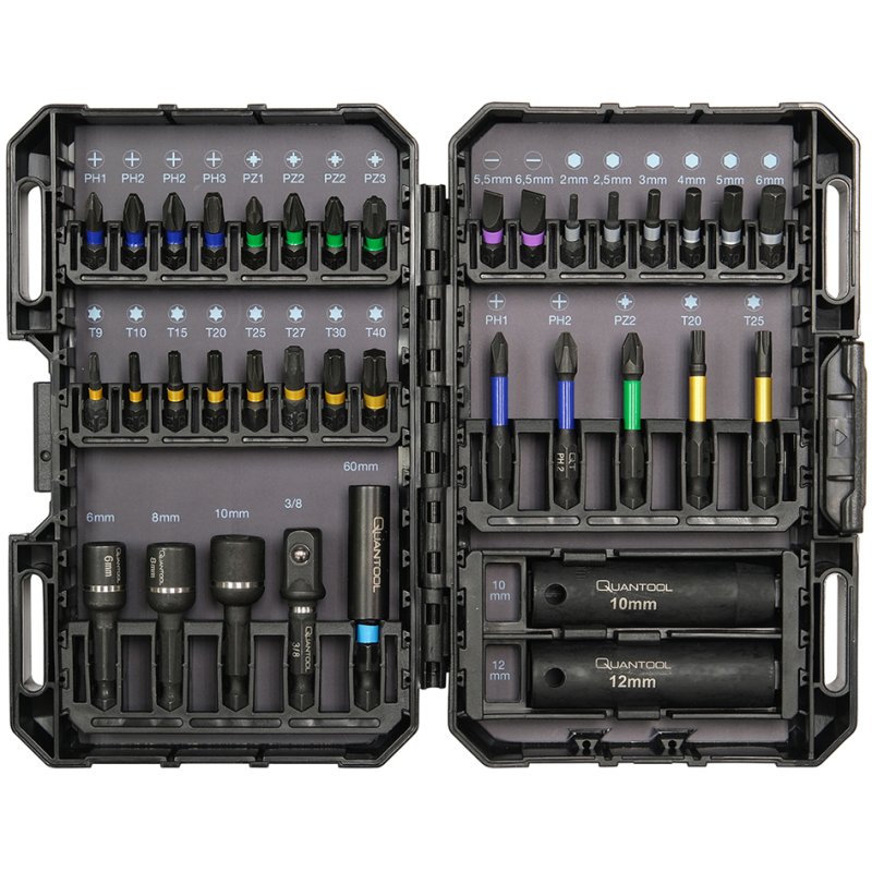 QUANTOOL bitset 36-pièces, magnétique acier S2, boîte plastique